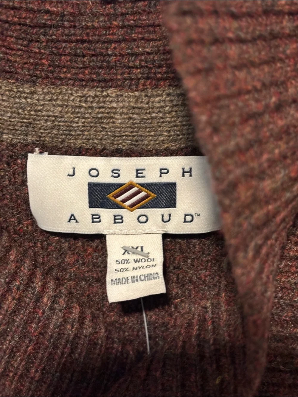 Joseph Abboud Men's Brown Crewneck Shawl Sweater